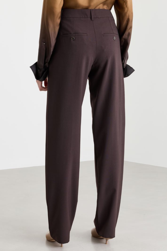 Wool-blend canvas trousers - BROWN - Intrend - 4