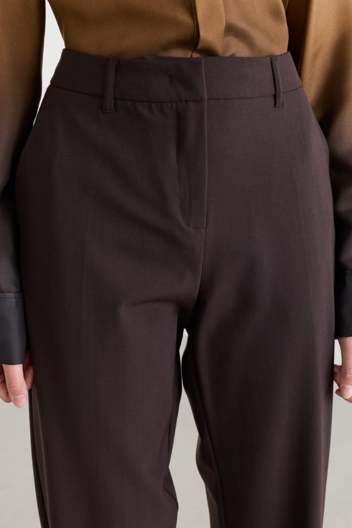 Wool-blend canvas trousers - BROWN - Intrend - 3
