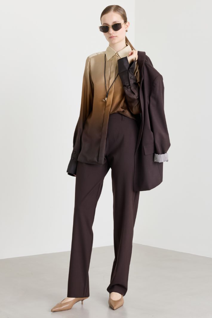 Wool-blend canvas trousers - BROWN - Intrend
