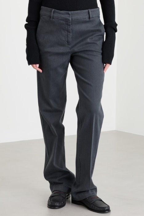 Pantalone wide leg in bull stretch