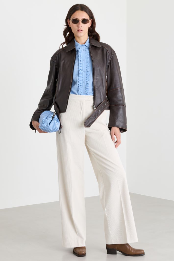 Straight corduroy trousers - WHITE - Intrend