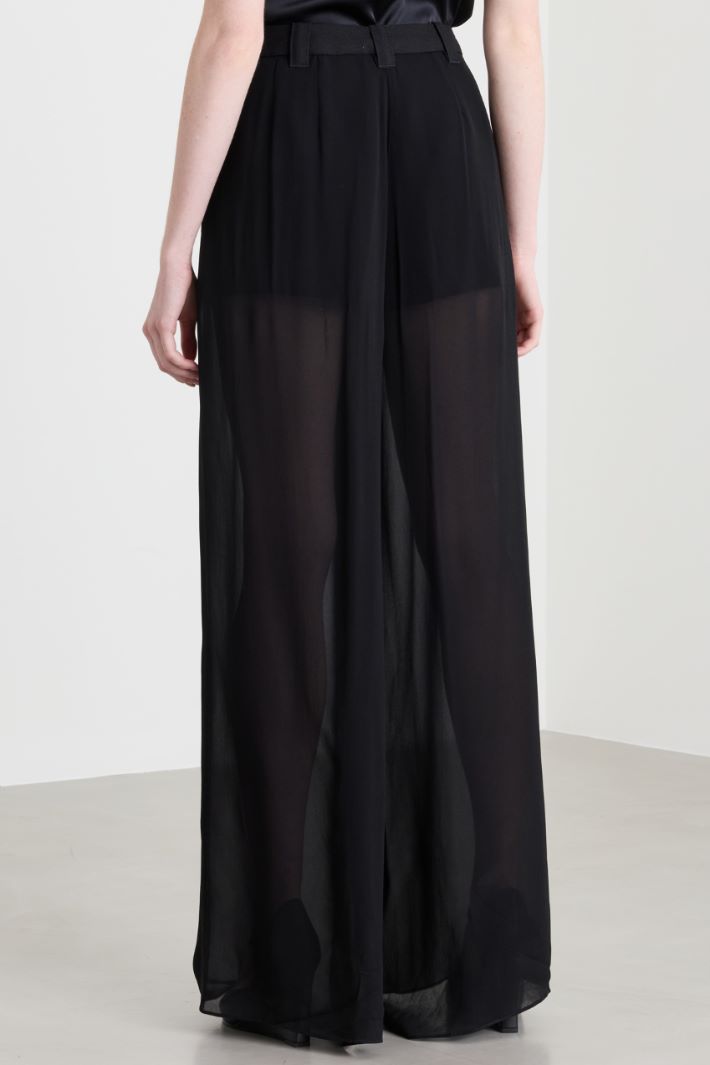 Layered Georgette Trousers - BLACK - Intrend - 4