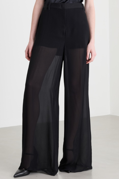 Pantalone doppio in georgette