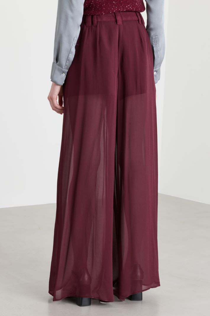 Layered Georgette Trousers - BORDEAUX - Intrend - 4