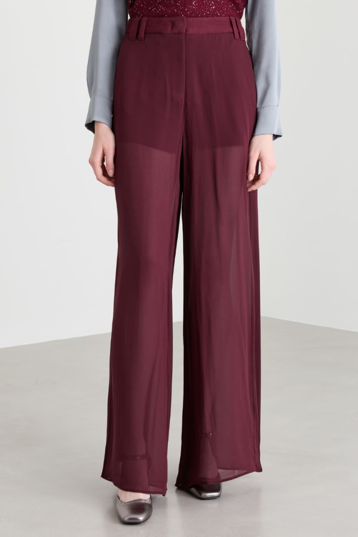Layered Georgette Trousers - BORDEAUX - Intrend - 2