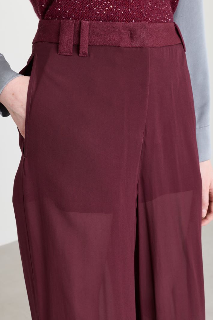 Layered Georgette Trousers - BORDEAUX - Intrend - 3