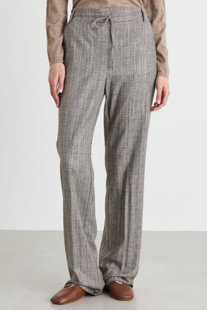 Checked Twill Trousers - GREY - Intrend - 2