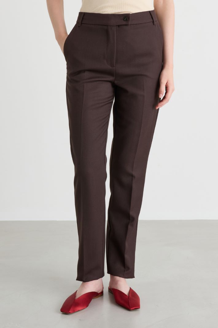 Pressed-Crease Chino Trousers - BROWN - Intrend - 2