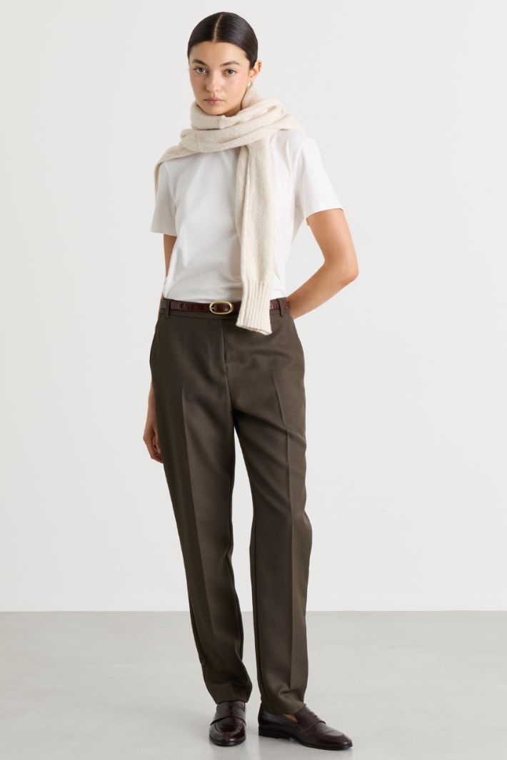 Pressed-Crease Chino Trousers - GREEN - Intrend