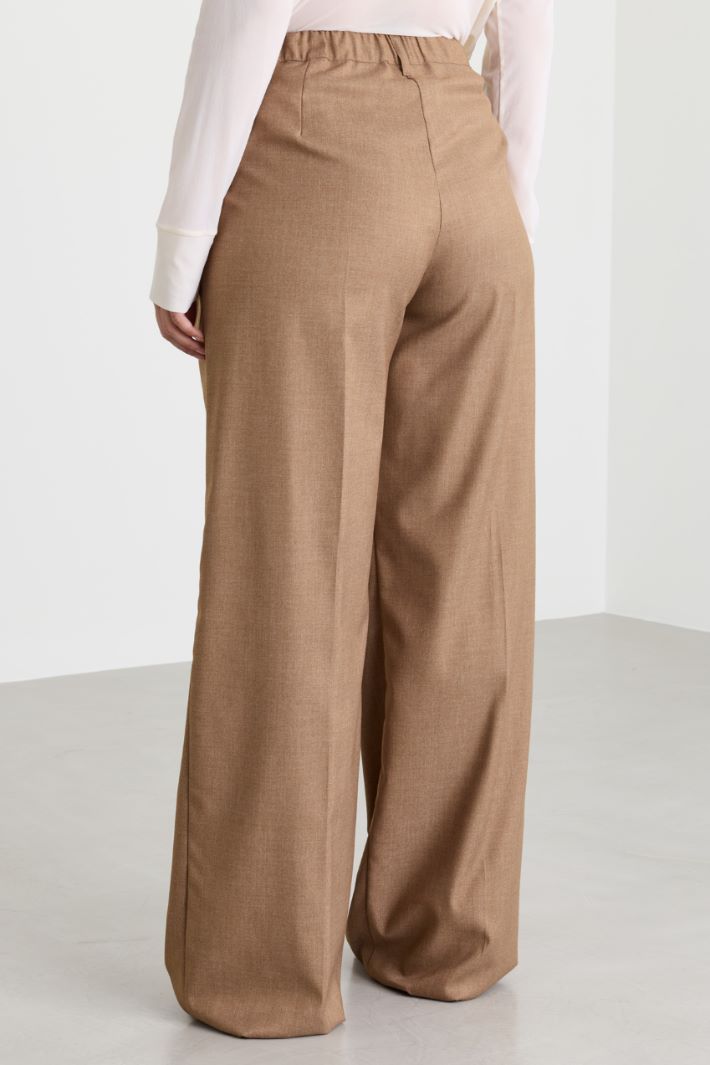 Wide-leg flannel trousers - CAMEL - Intrend - 4