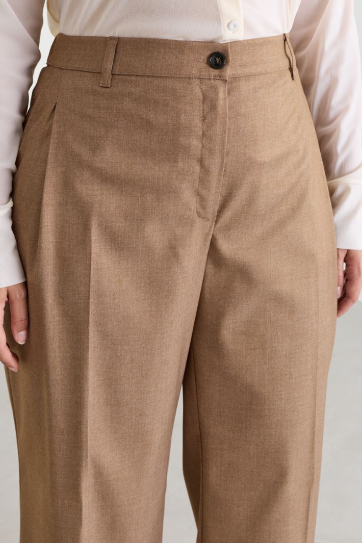 Wide-leg flannel trousers - CAMEL - Intrend - 3
