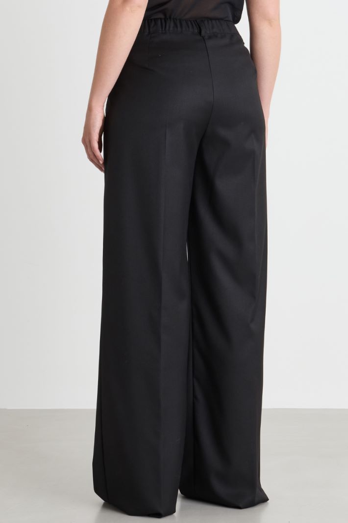 Pantalon large en flanelle - NOIR - Intrend - 4