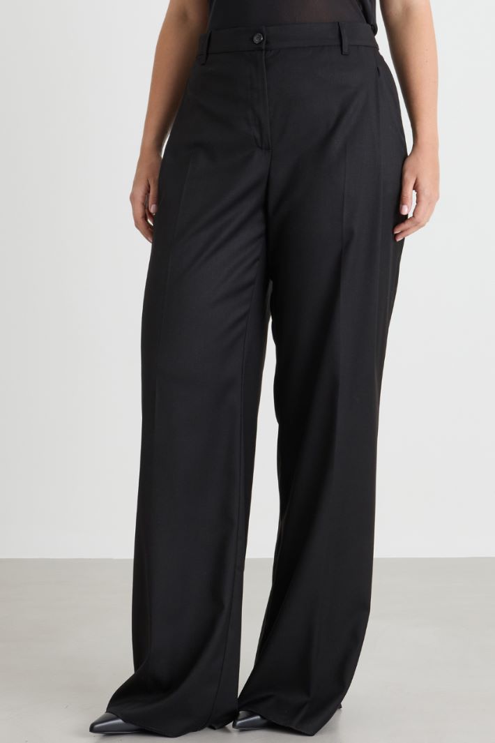 Pantalon large en flanelle - NOIR - Intrend - 2