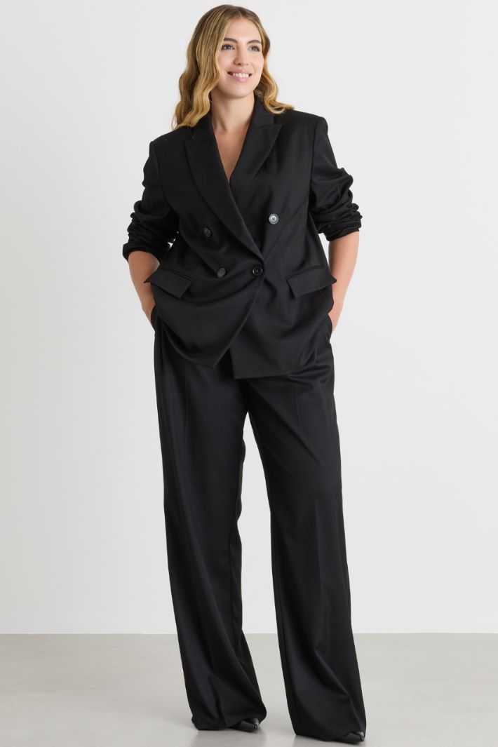 Pantalon large en flanelle - NOIR - Intrend