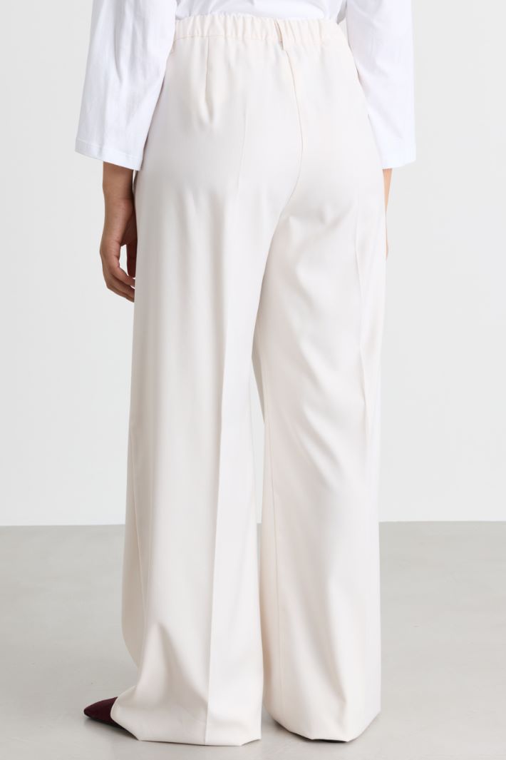 Wide-leg flannel trousers - WHITE - Intrend - 4
