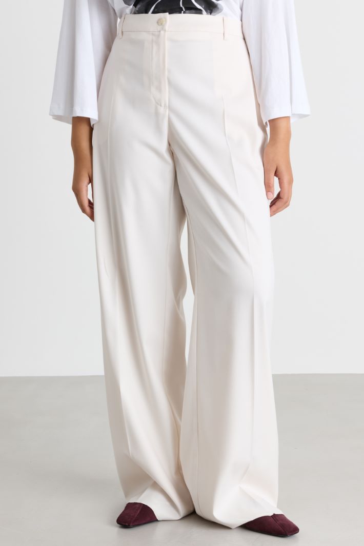 Wide-leg flannel trousers - WHITE - Intrend - 2
