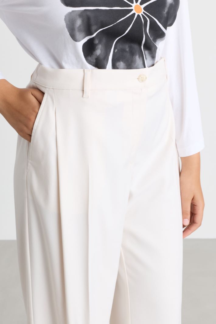Wide-leg flannel trousers - WHITE - Intrend - 3