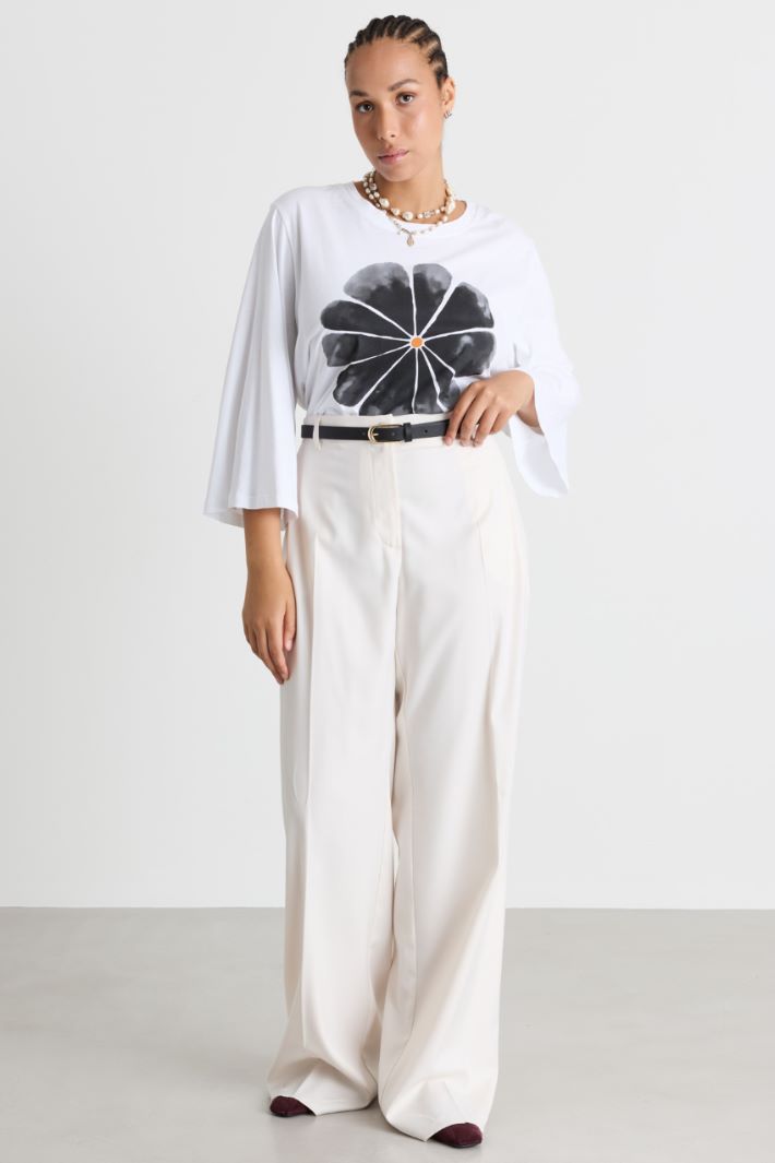 Wide-leg flannel trousers - WHITE - Intrend