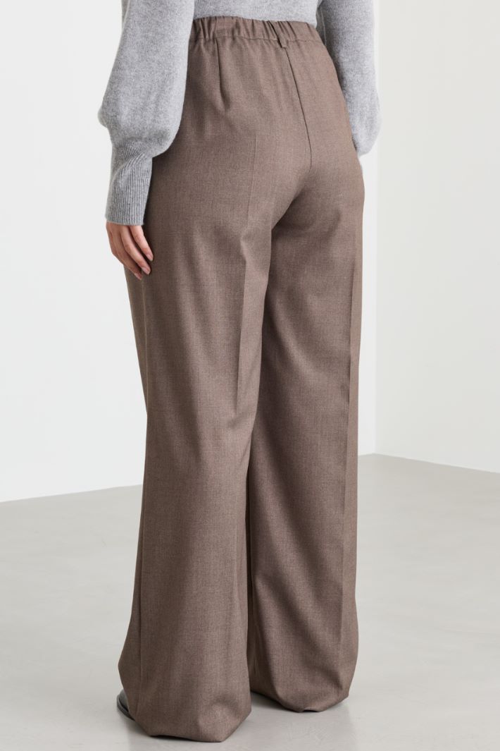 Pantalon large en flanelle - MARRON - Intrend - 4