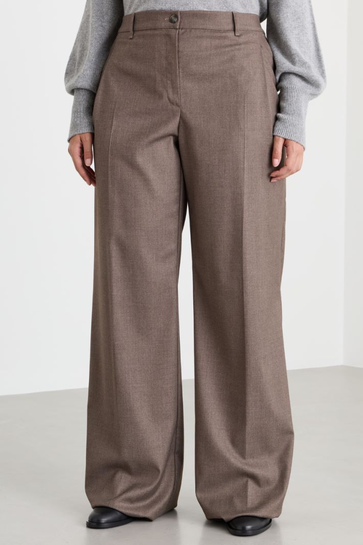 Pantalon large en flanelle - MARRON - Intrend - 2