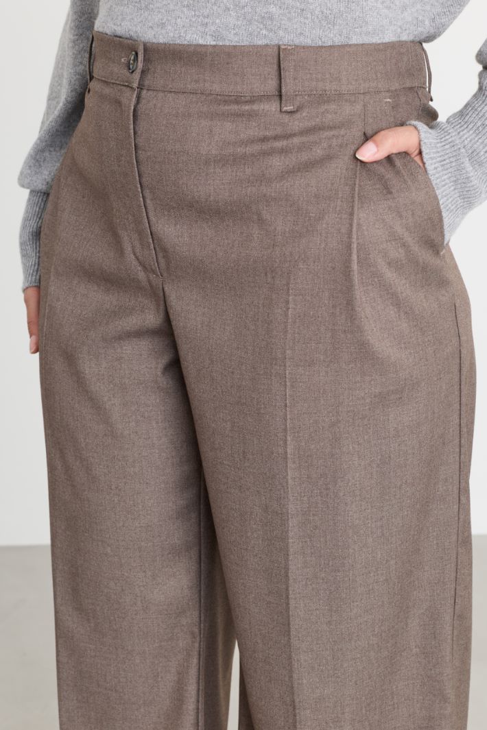 Pantalon large en flanelle - MARRON - Intrend - 3