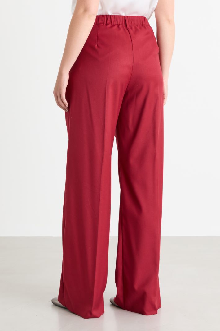 Wide-leg flannel trousers - RED - Intrend - 4