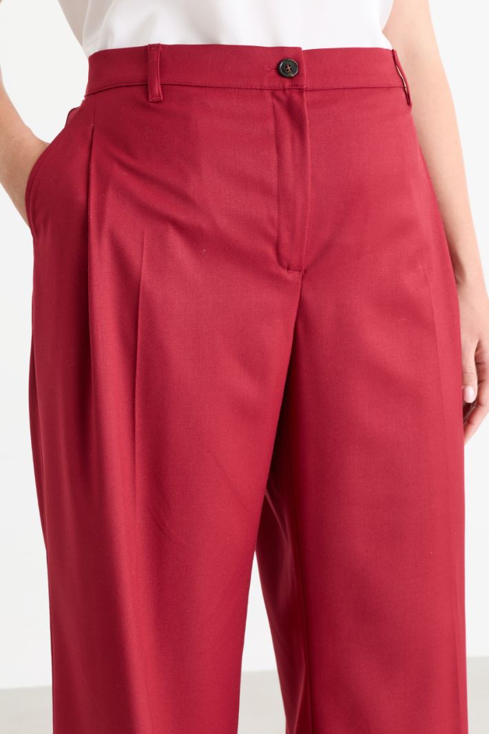 Wide-leg flannel trousers - RED - Intrend - 3