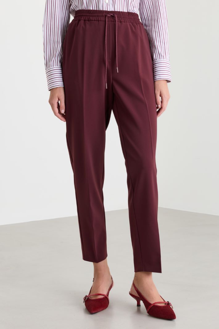 Stretch technical twill joggers - BORDEAUX - Intrend - 2