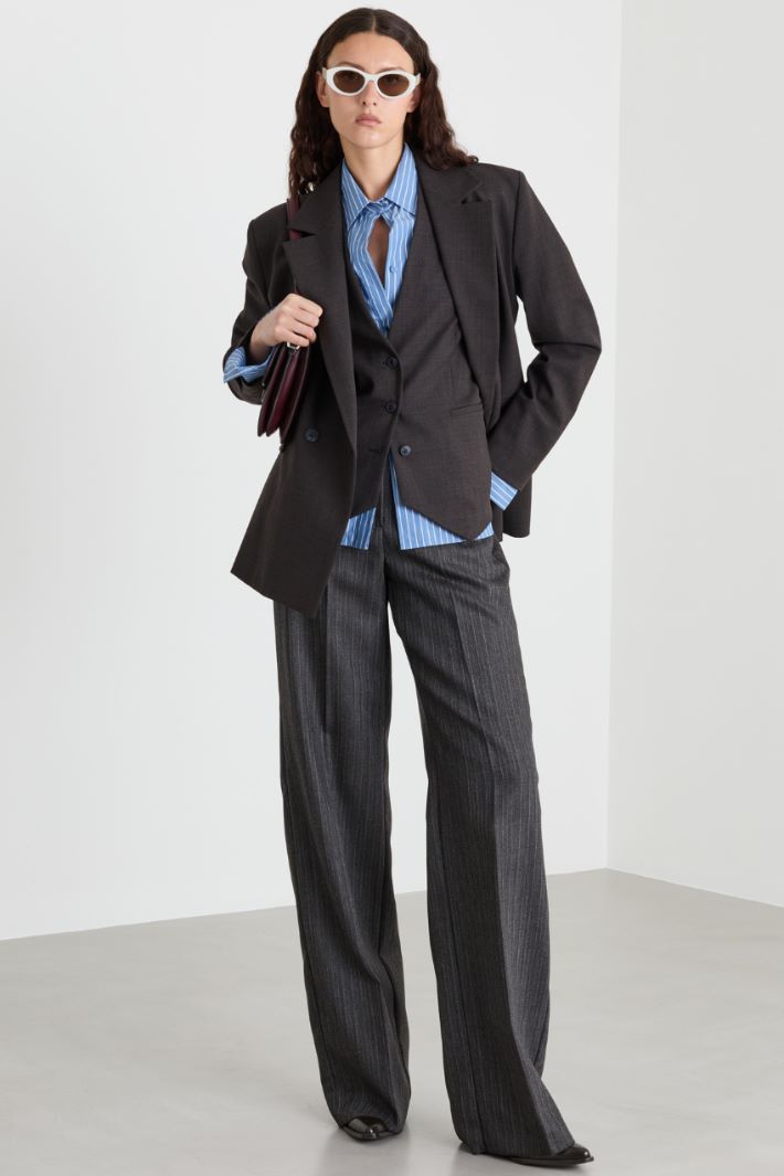 Pinstripe trousers - GREY - Intrend