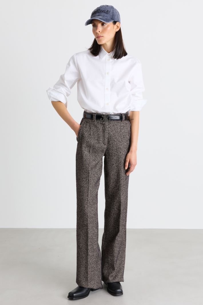 Tweed trousers - BROWN - Intrend