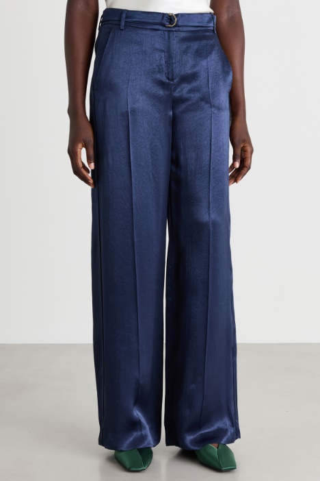 Pantalone in raso effetto stropicciato