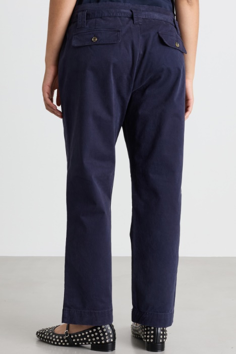Pantalone in raso di cotone con cintura