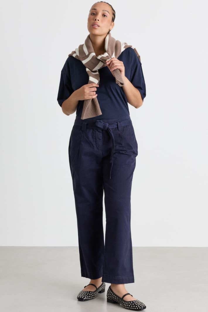 Pantalone con cintura - BLU - Intrend