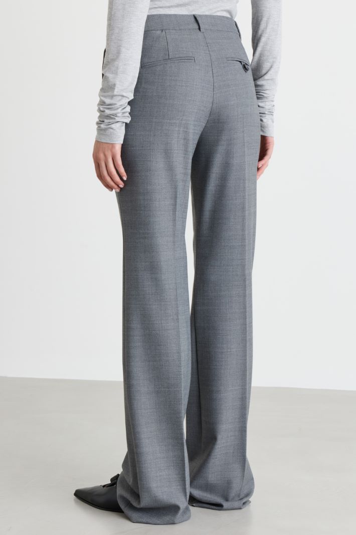 Flared twill trousers - GREY - Intrend - 4