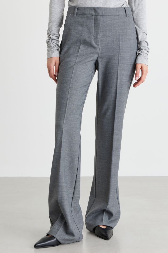 Flared twill trousers - GREY - Intrend - 2
