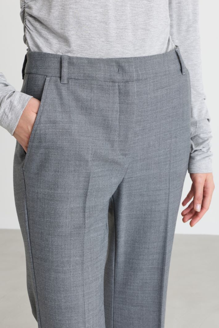 Flared twill trousers - GREY - Intrend - 3