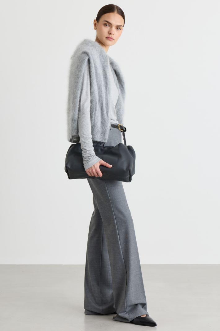 Flared twill trousers - GREY - Intrend