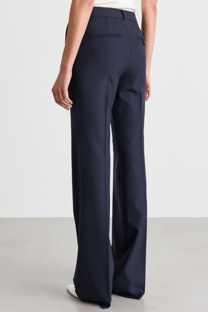 Flared twill trousers - BLUE - Intrend - 4