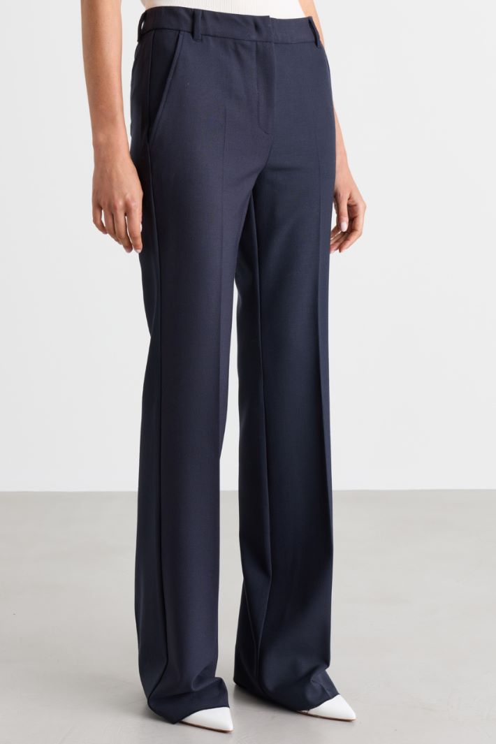 Flared twill trousers - BLUE - Intrend - 2