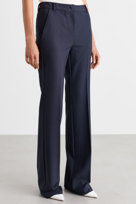 Pantalone flare in twill di misto lana