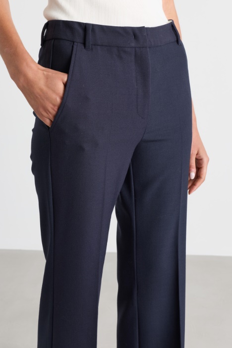 Pantalone flare in twill di misto lana