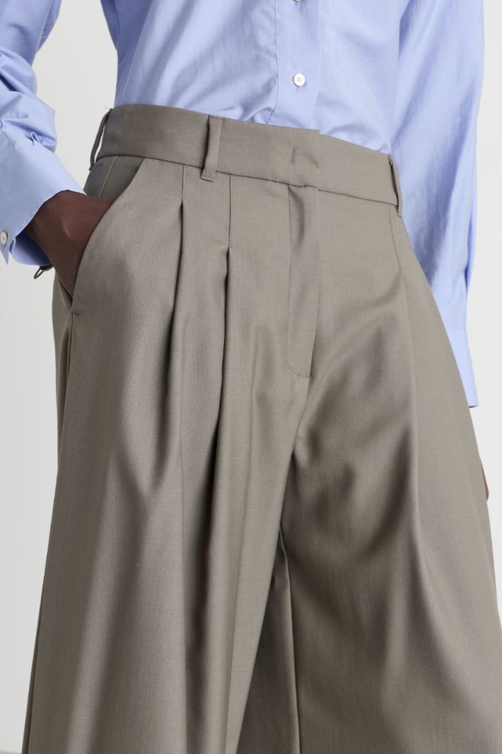 Wide-leg gabardine trousers - GREY - Intrend - 3