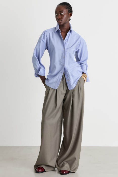 Wide-leg gabardine trousers - Intrend