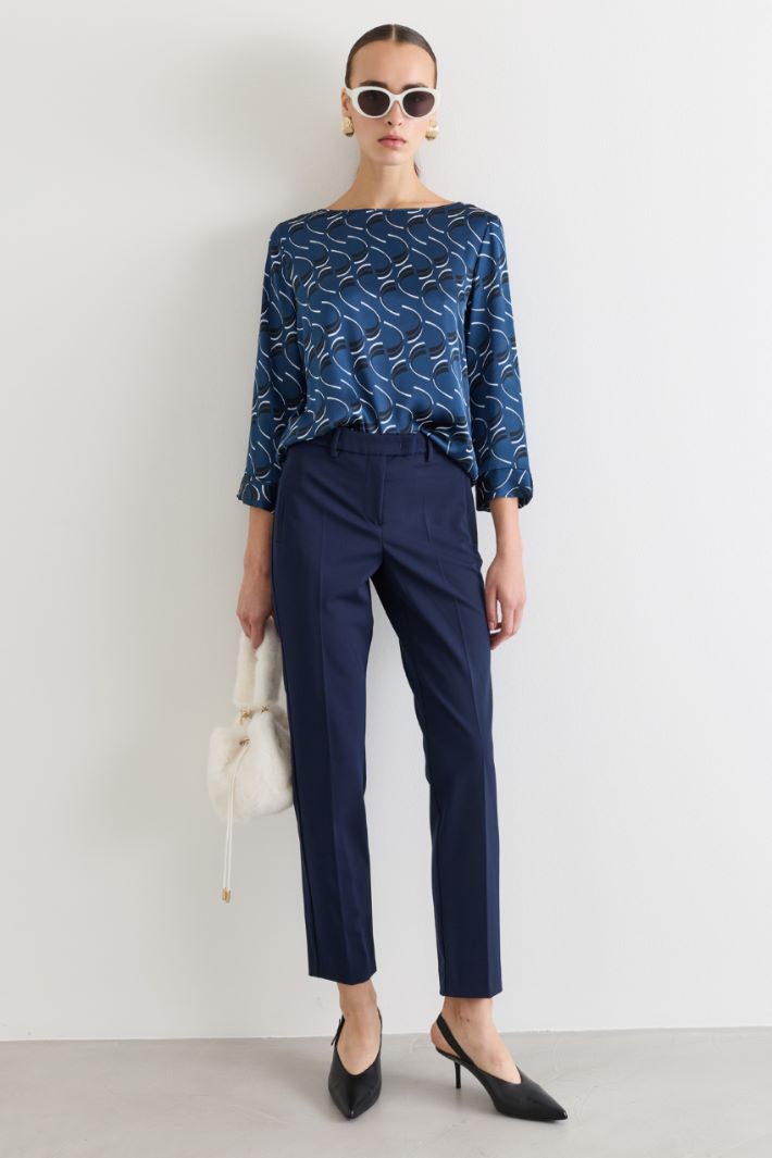 Pantalone chino in tessuto stretch - BLU - Intrend