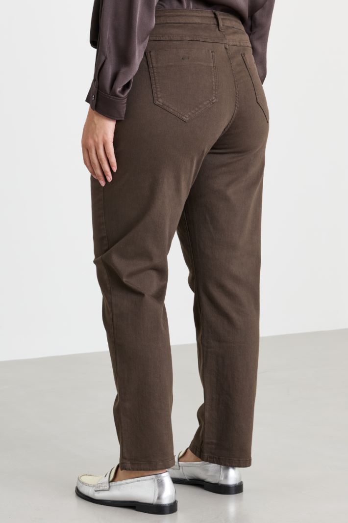 Slim-fit bull denim trousers - BROWN - Intrend - 4