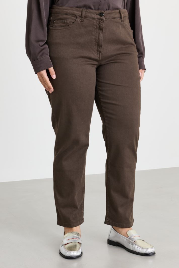 Slim-fit bull denim trousers - BROWN - Intrend - 2