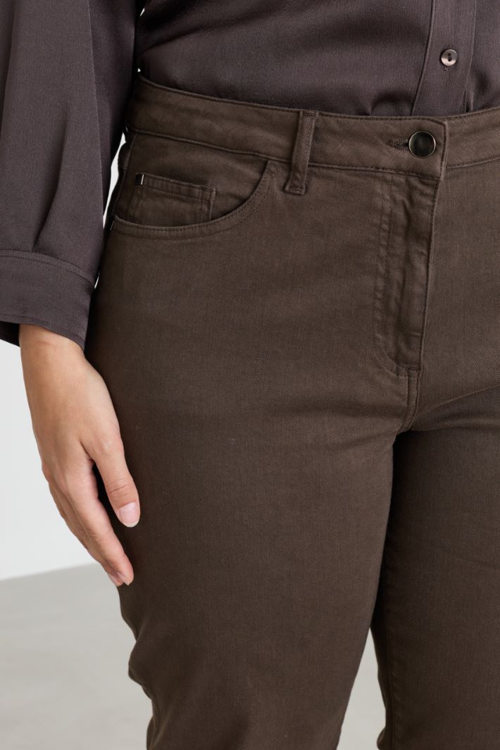 Slim-fit bull denim trousers - BROWN - Intrend - 3