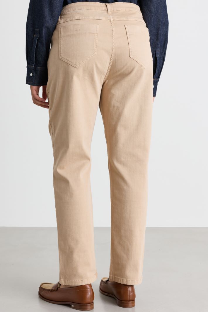 Slim-fit bull denim trousers - BEIGE - Intrend - 4