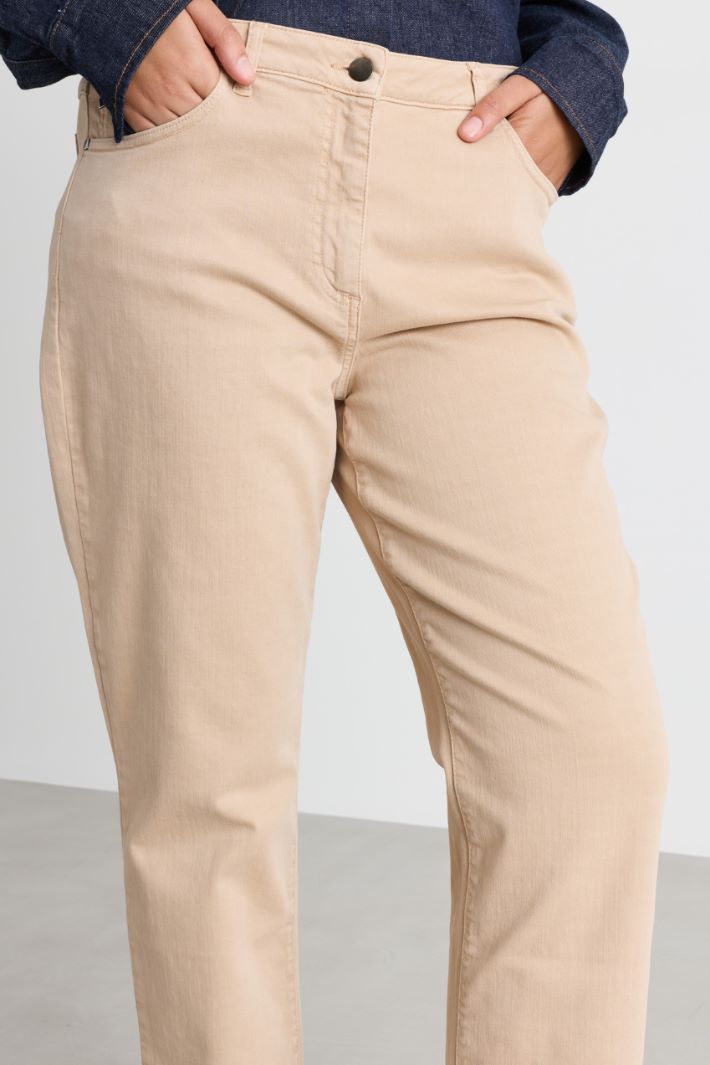 Slim-fit bull denim trousers - BEIGE - Intrend - 3