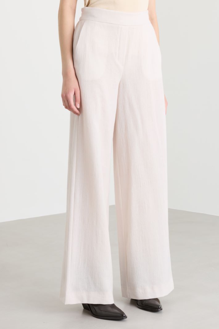 Pantalone dritto con inserto elastico in vita - BIANCO - Intrend - 2